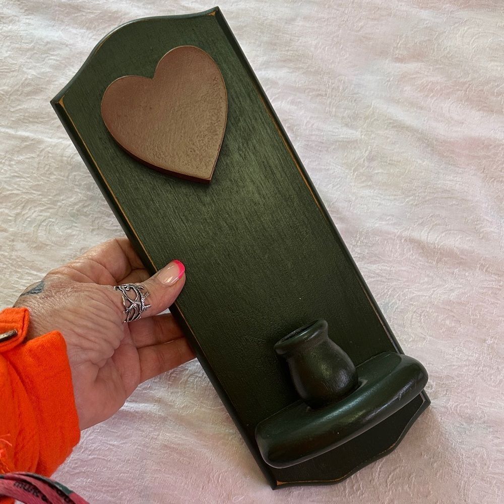 Amish Candle Shelf Vintage Timeworn Heart American Heirloom Sconce
